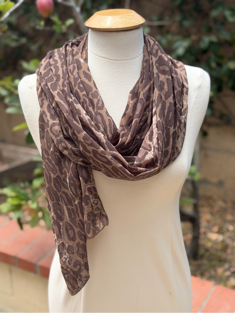 Brown Leopard Print Lightweight Fashion Scarf